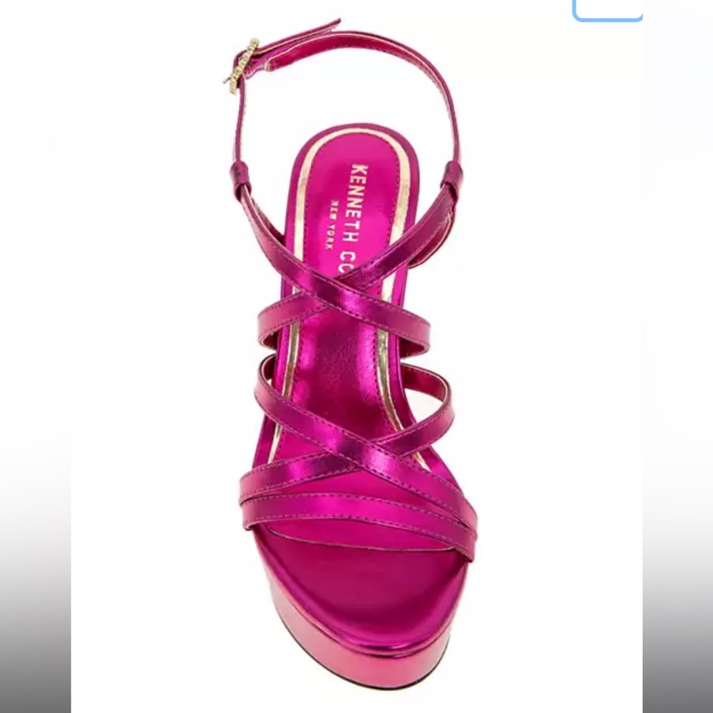 LIKE NEW! KENNETH COLE Allen Strappy Hot Pink Platform High Heel Sandals - Picture 5 of 15
